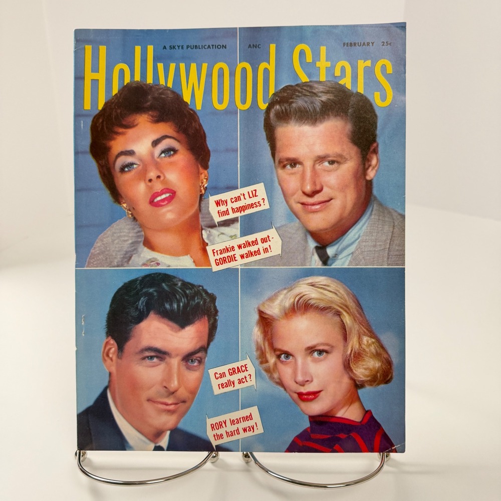 Vintage Hollywood Stars Magazine February 1956 Elizabeth Taylor Grace Kelly